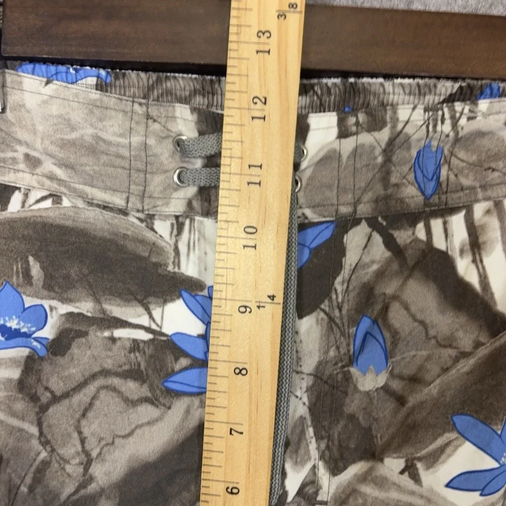 Zegna Sport Swim Trunks Shorts Mens Sz S Brown Blue‎ Tropical Floral Hibiscus